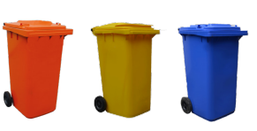 3 small containers orange, yellow, blue